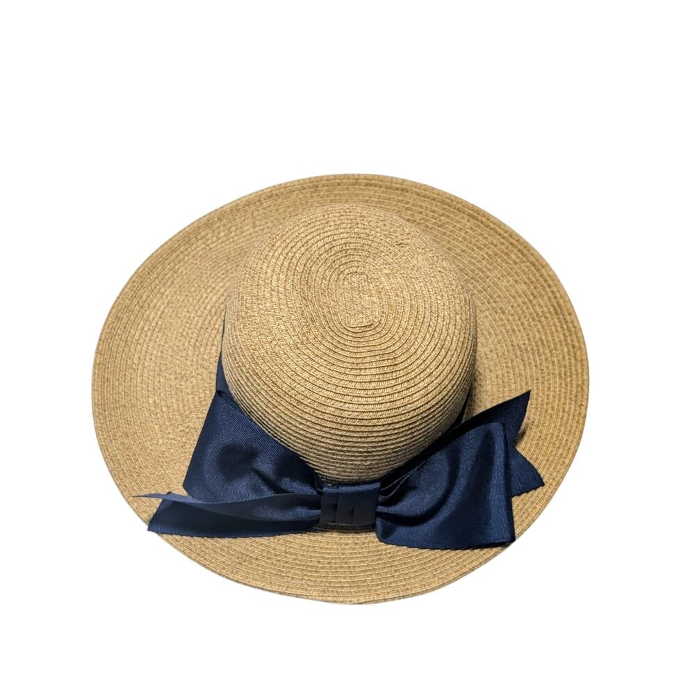 Toucan Collection New York Navy Bow Women's One Size Straw Sun Hat